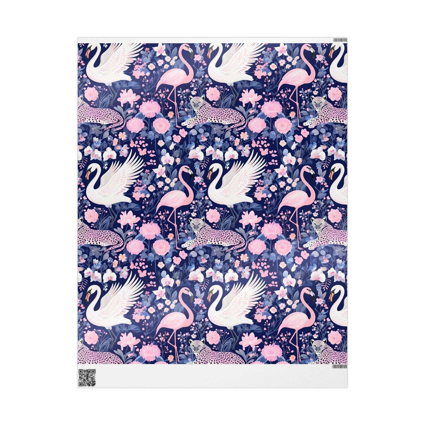 Elegant swan, leopard and flamingo wrapping paper