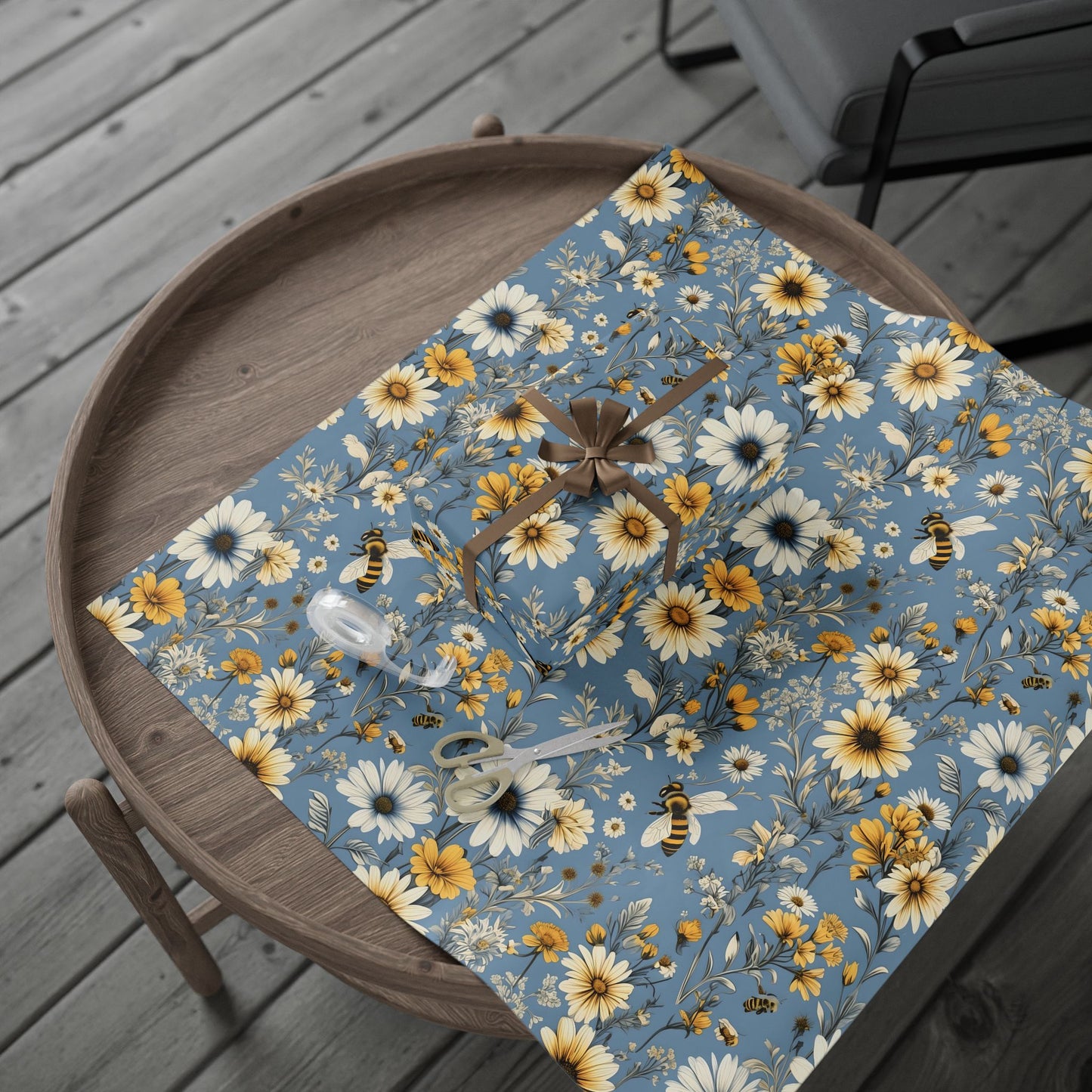 Floral with bees wrapping paper