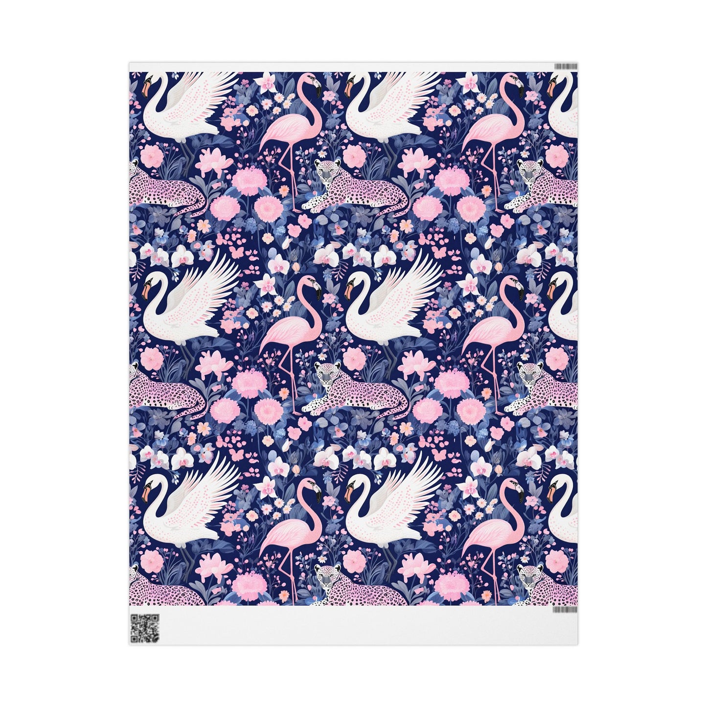 Elegant swan, leopard and flamingo wrapping paper