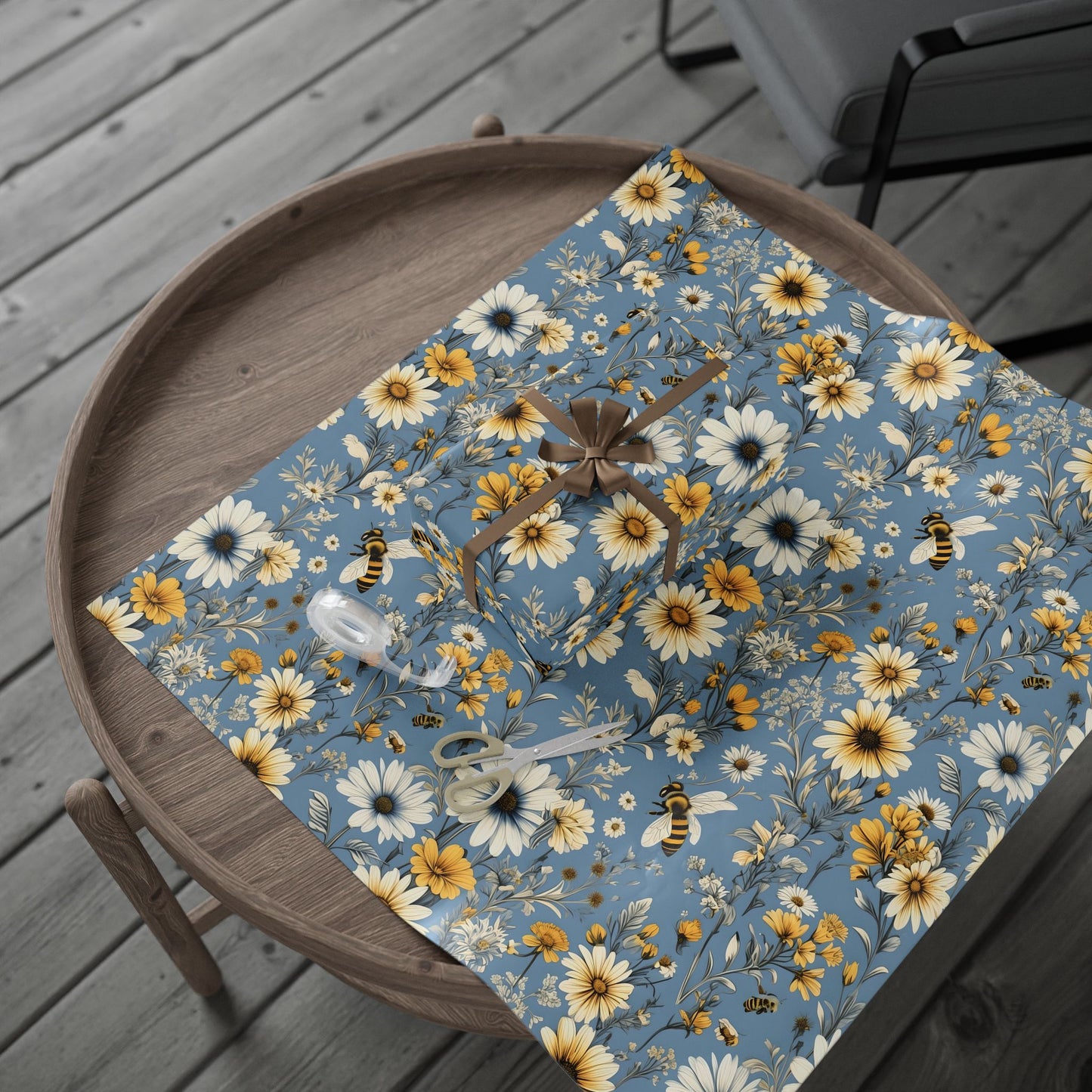 Floral with bees wrapping paper