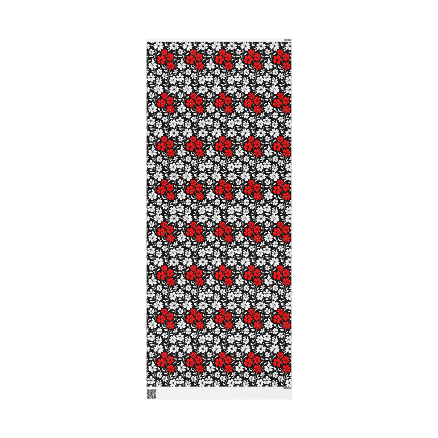 Gift Wrap Paper - Black and White Flowers with a Touch of Red