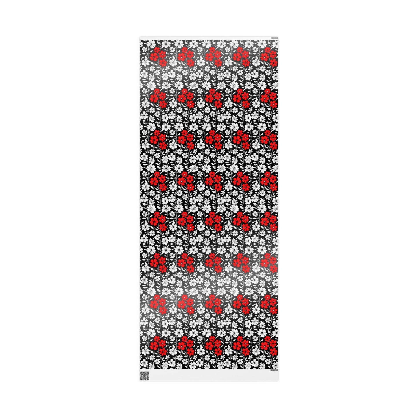 Gift Wrap Paper - Black and White Flowers with a Touch of Red