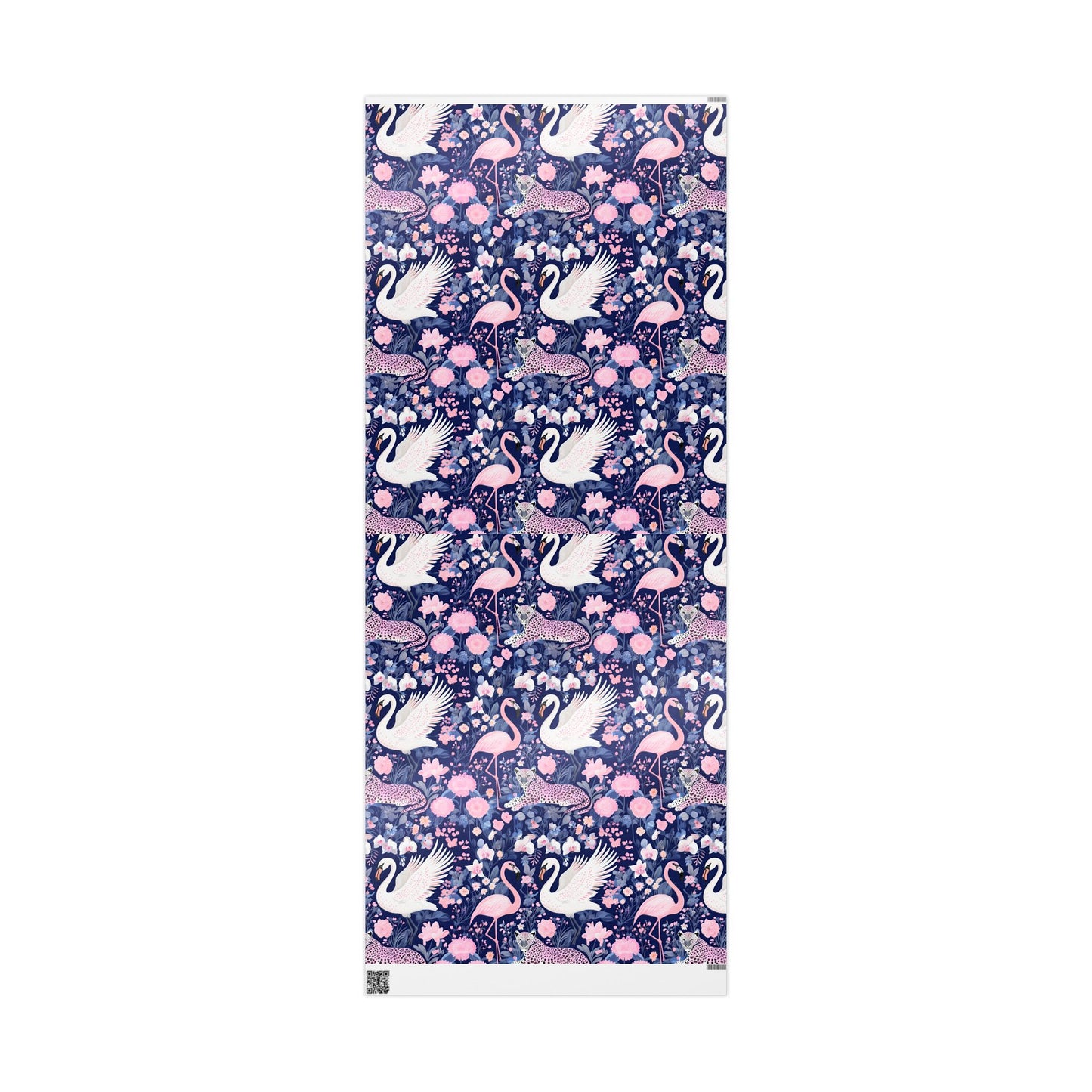 Elegant swan, leopard and flamingo wrapping paper