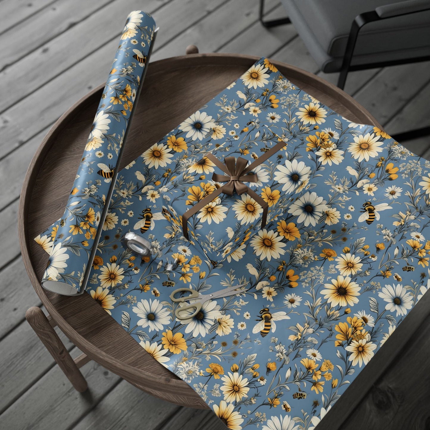 Floral with bees wrapping paper