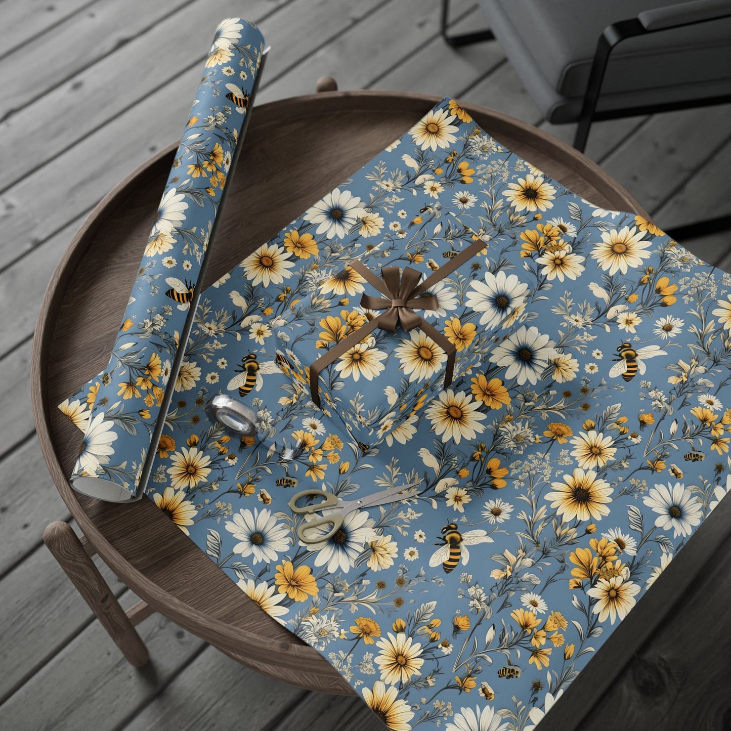 Floral with bees wrapping paper