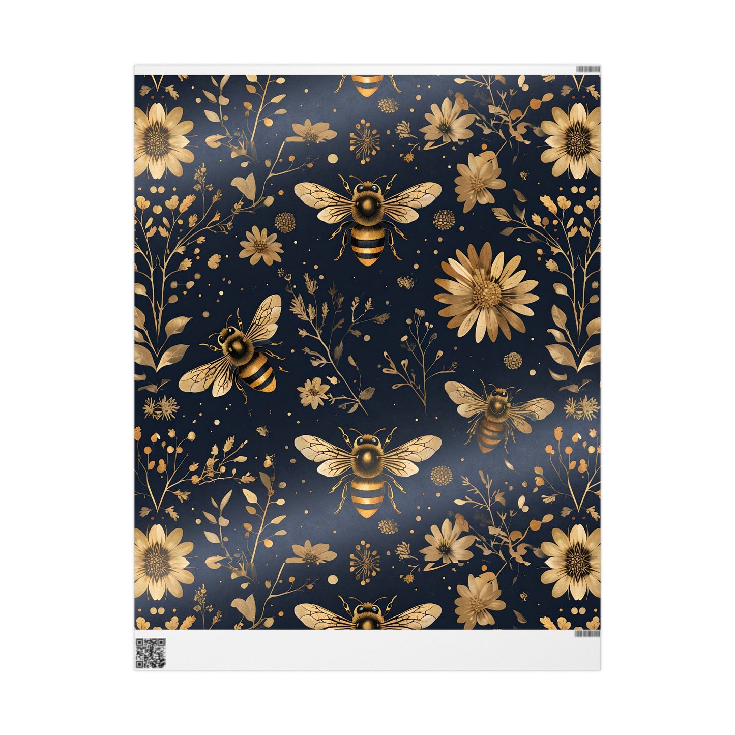 Wrapping Paper - Chic Floral with Bees Design
