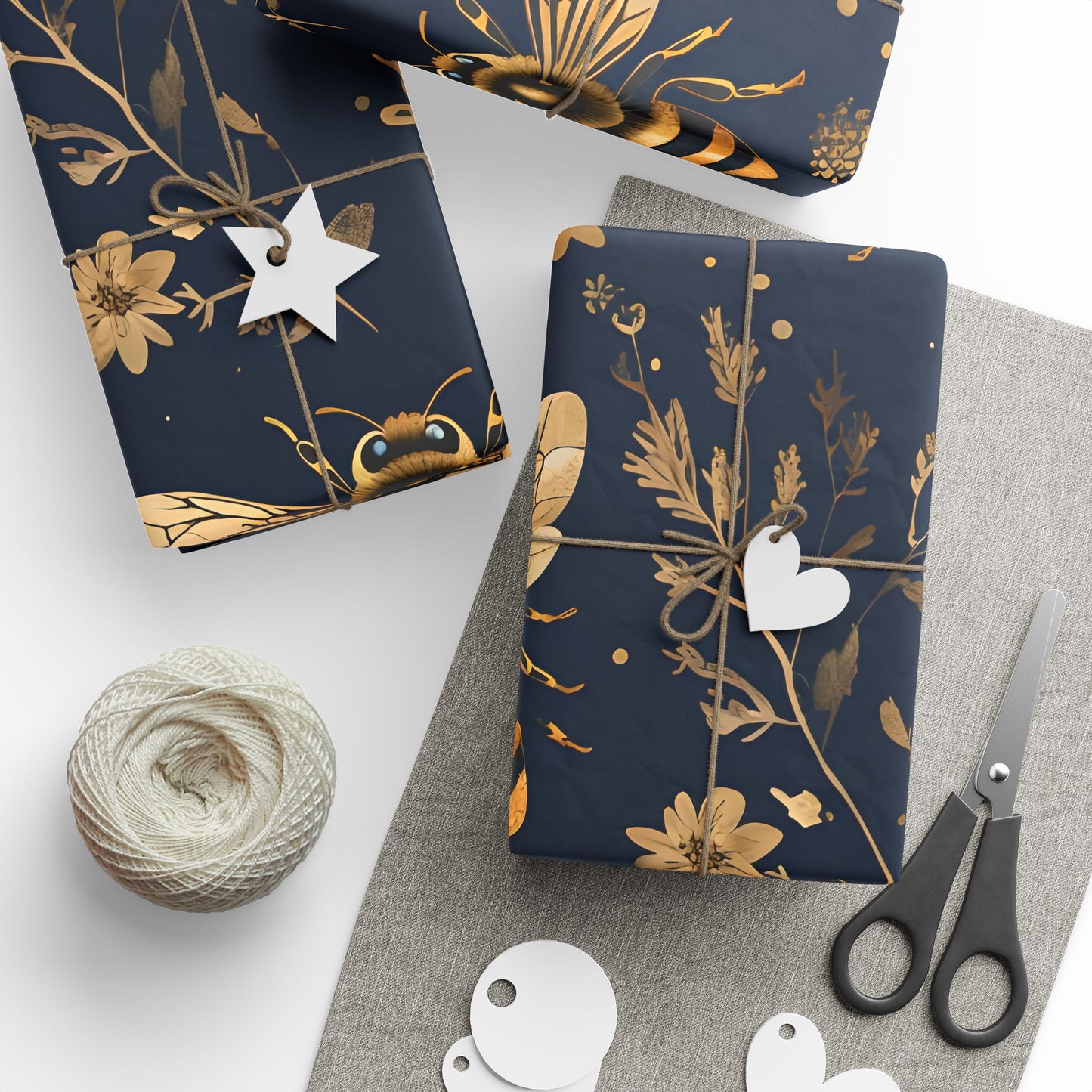 Wrapping Paper - Chic Floral with Bees Design
