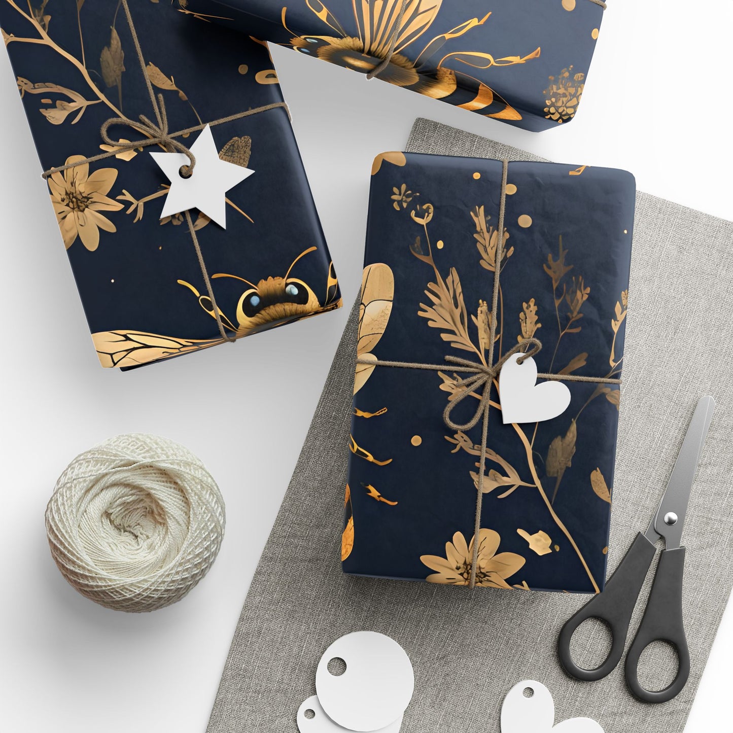Wrapping Paper - Chic Floral with Bees Design