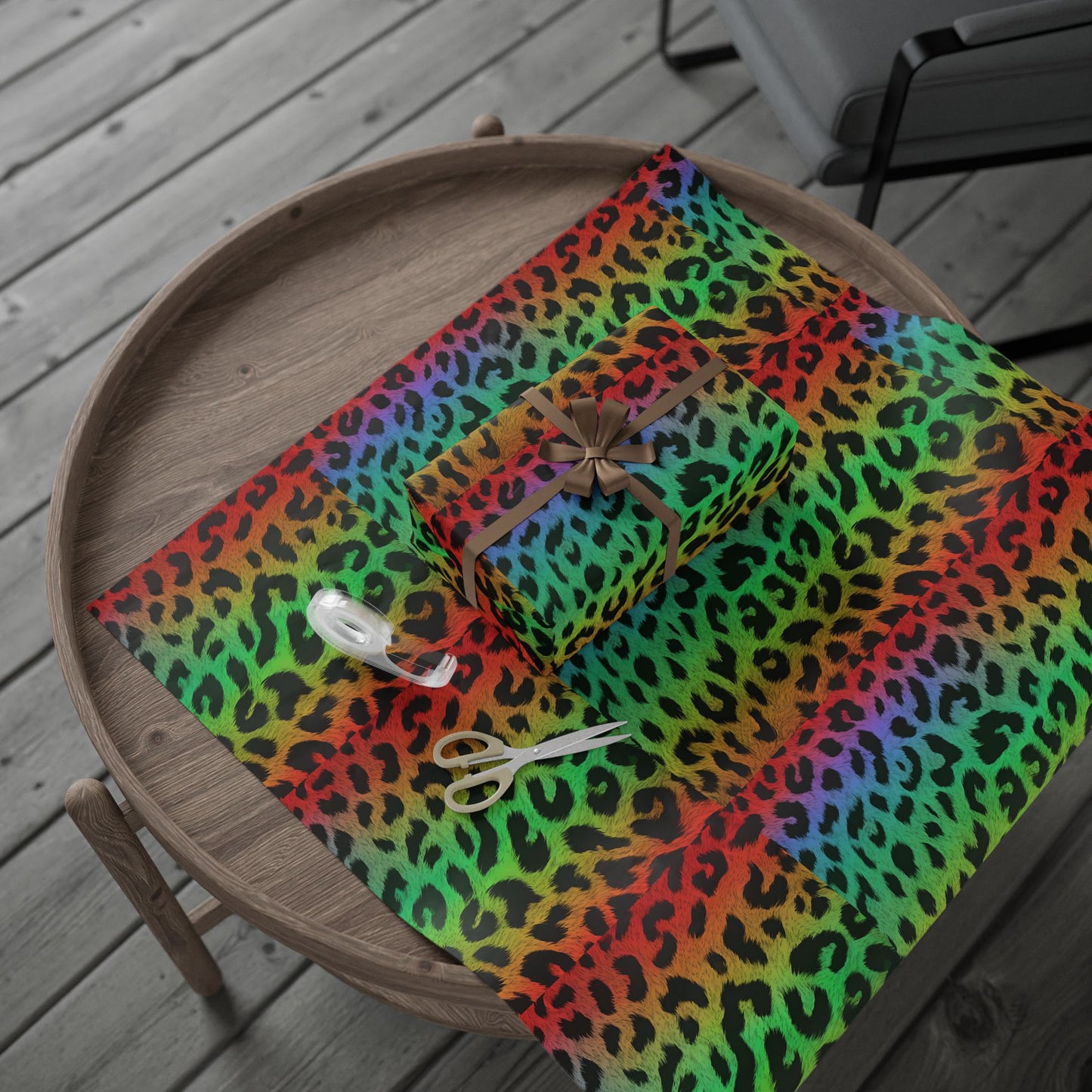 Rainbow leopard wrapping paper
