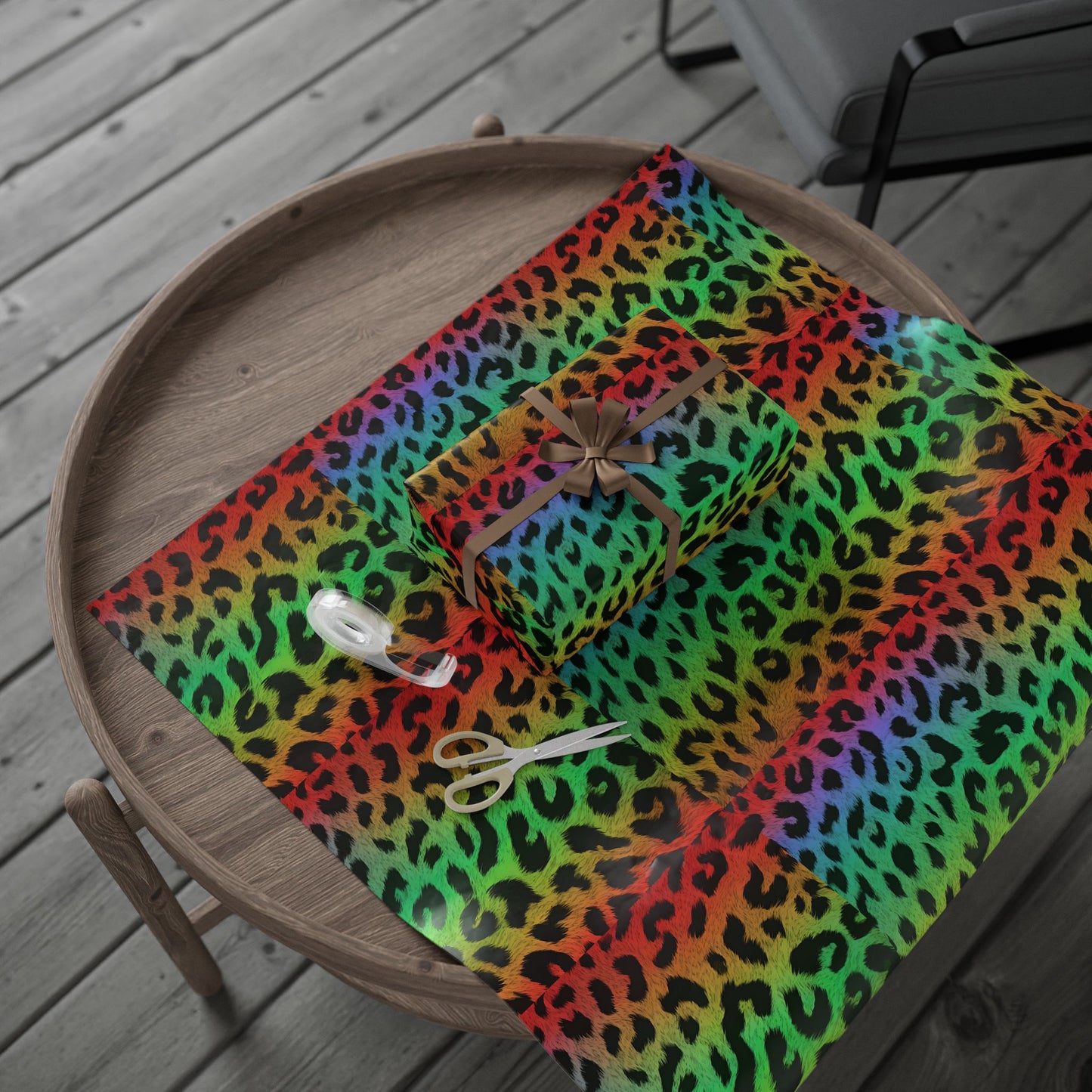 Rainbow leopard wrapping paper