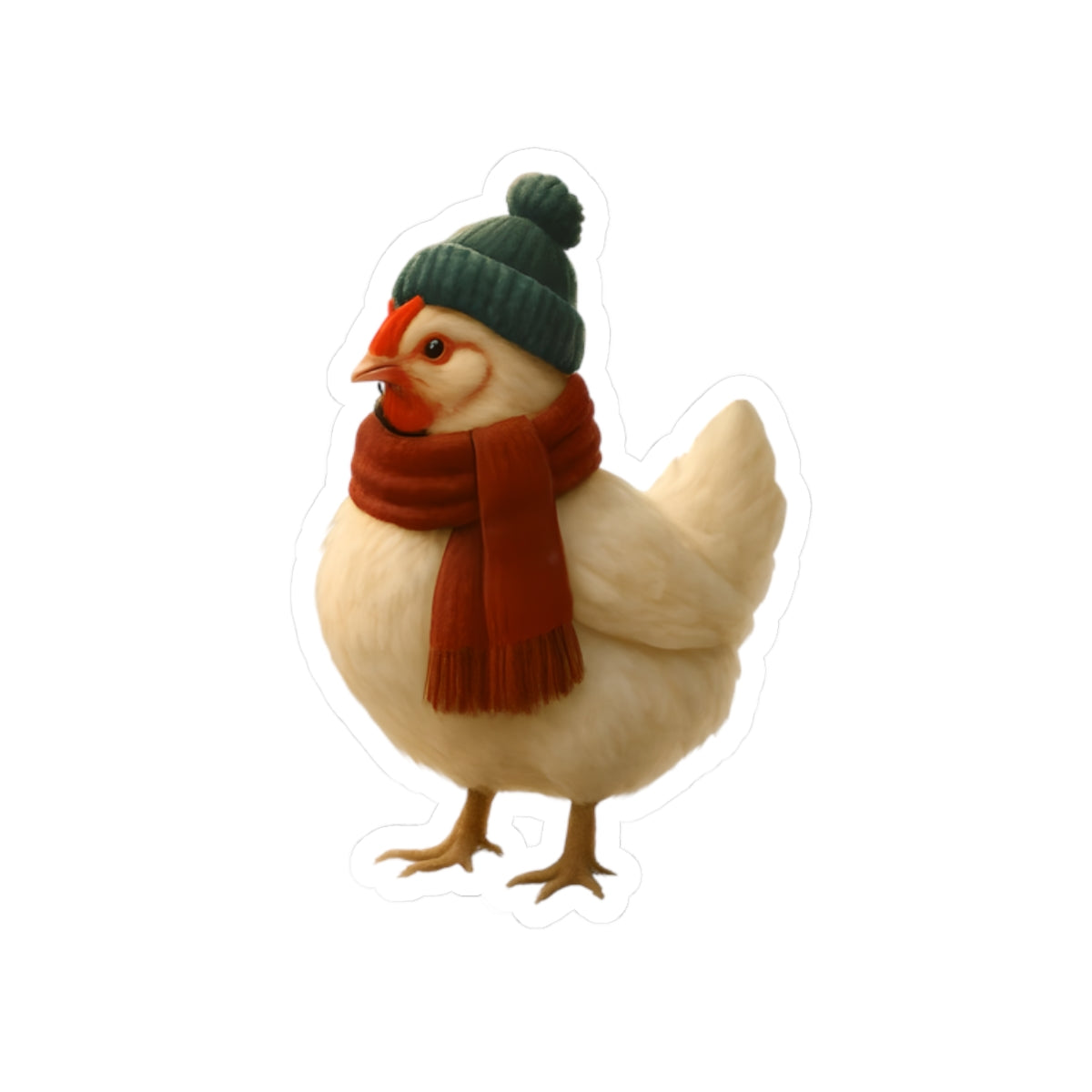 Whimsical Winter Chicken Stickers, Cute Animal Decor, Funny Chicken Art, Laptop Stickers, Gift for Farm Animal Lovers