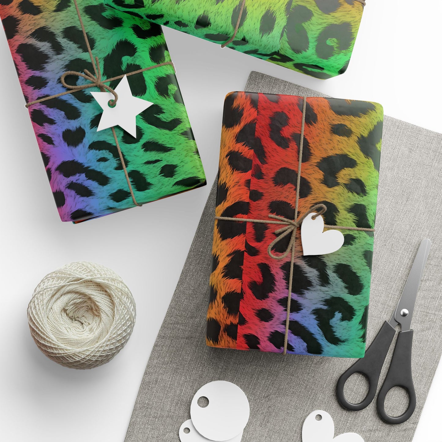 Rainbow leopard wrapping paper