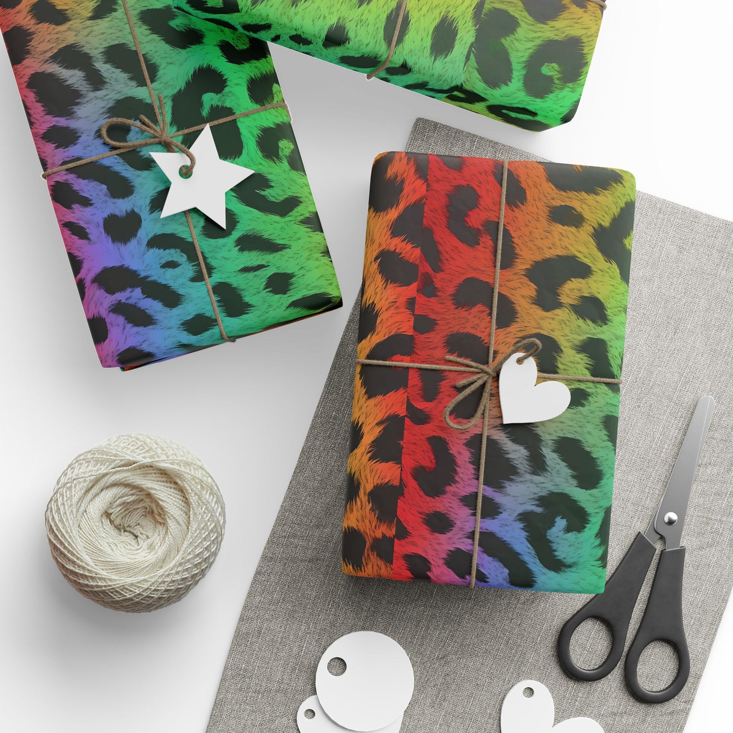Rainbow leopard wrapping paper