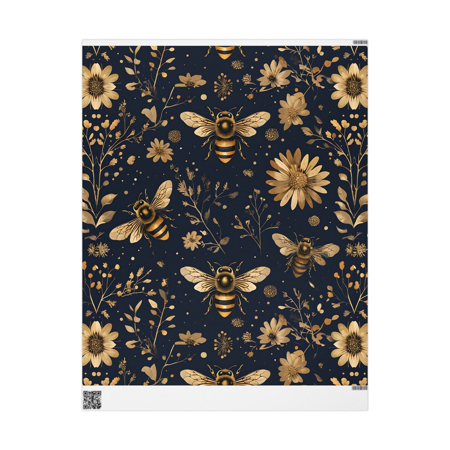 Wrapping Paper - Chic Floral with Bees Design